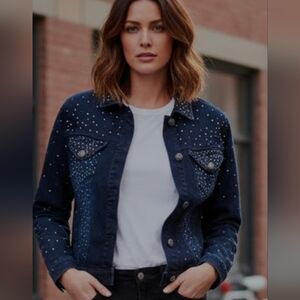 Diane Gilman Black Studded Jean Jacket
